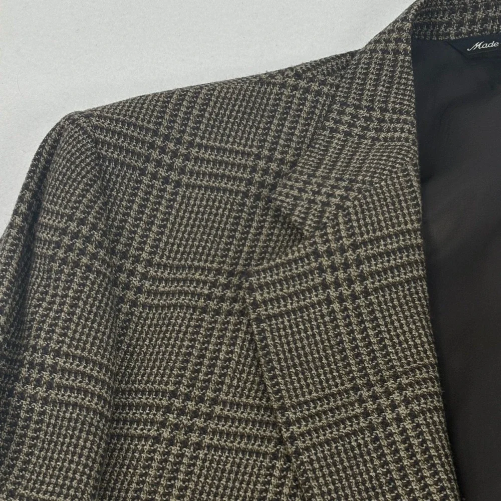 Jack Victor Glen Plaid Blazer Mens XL Brown Black Wool 2B/3B Sport Coat No Vents